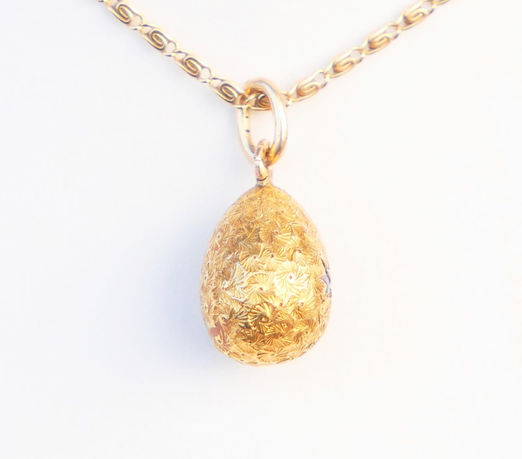 Antikes kaiserliches russisches Eierblaues Glas, massives 56 Gold / 14K Gelbgold / 0,8 gr 1