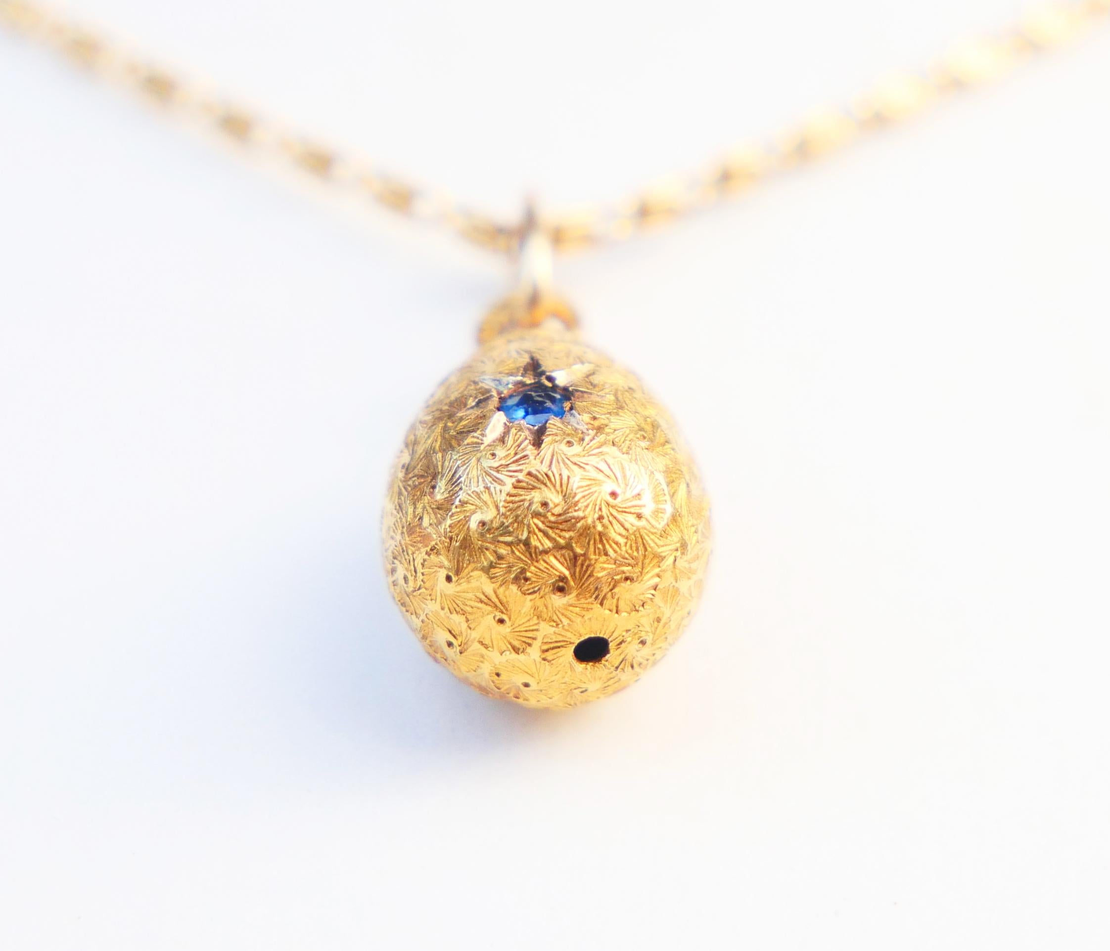 Antique Imperial Russian Egg Blue Glass solid 56 Gold / 14K Yellow Gold / 0.8 gr For Sale 2