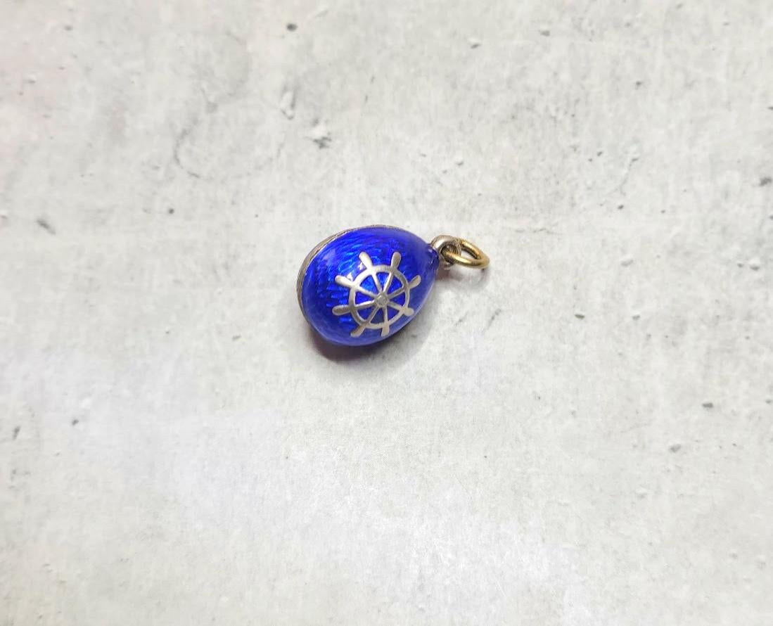 Antique Imperial Russian Enamel Egg Pendant, Workmaster Anders Johan Nevalainen 1