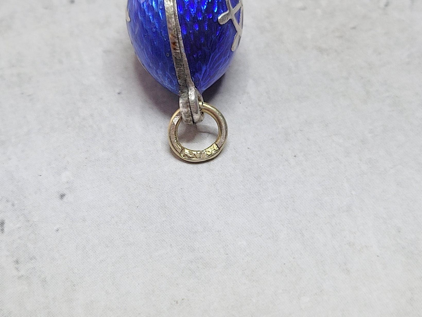 Antique Imperial Russian Enamel Egg Pendant, Workmaster Anders Johan Nevalainen 4