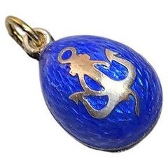 Antique Imperial Russian Enamel Egg Pendant, Workmaster Anders Johan Nevalainen