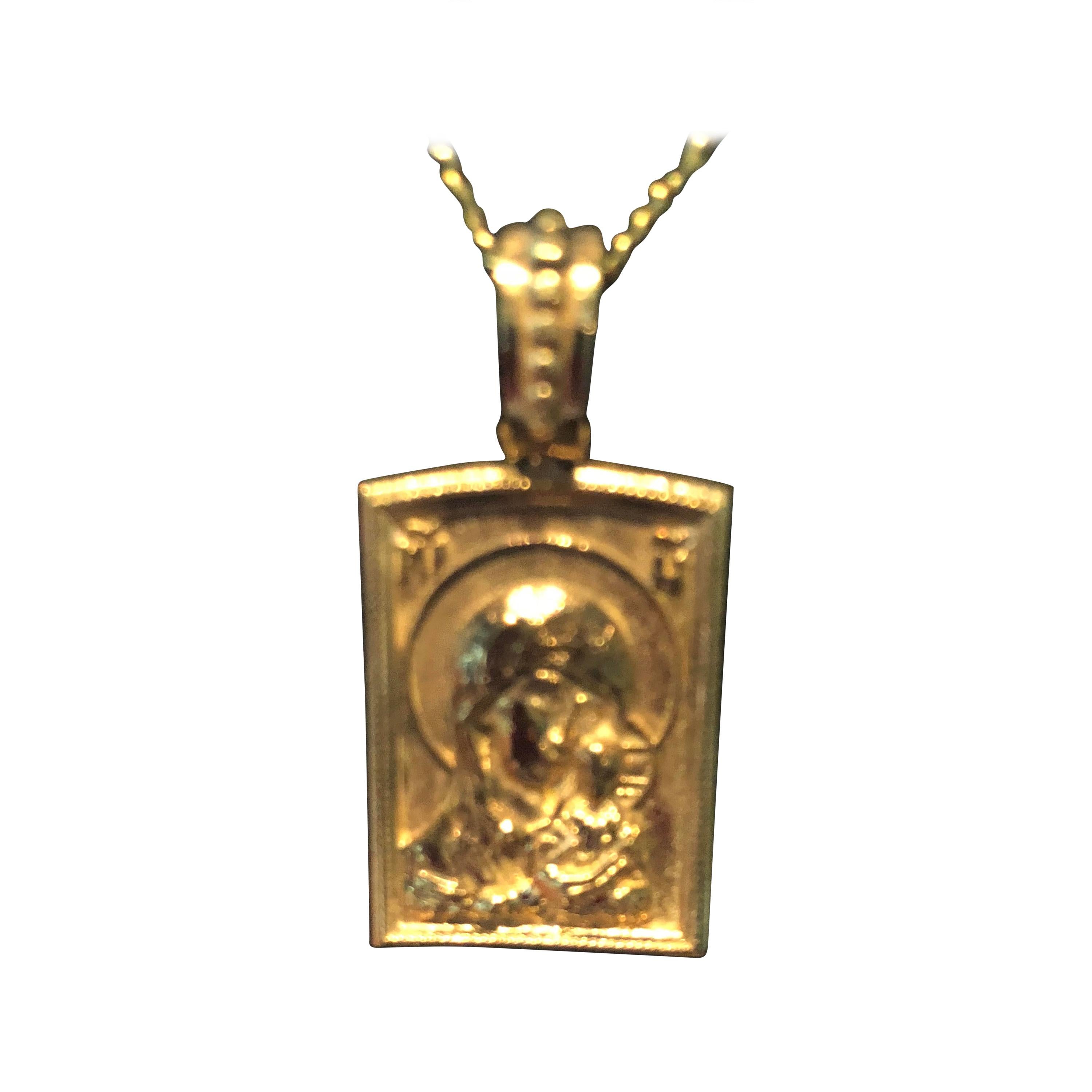 Antique Imperial Russian Faberge 14 Karat Orthodox Icon Pendent For Sale