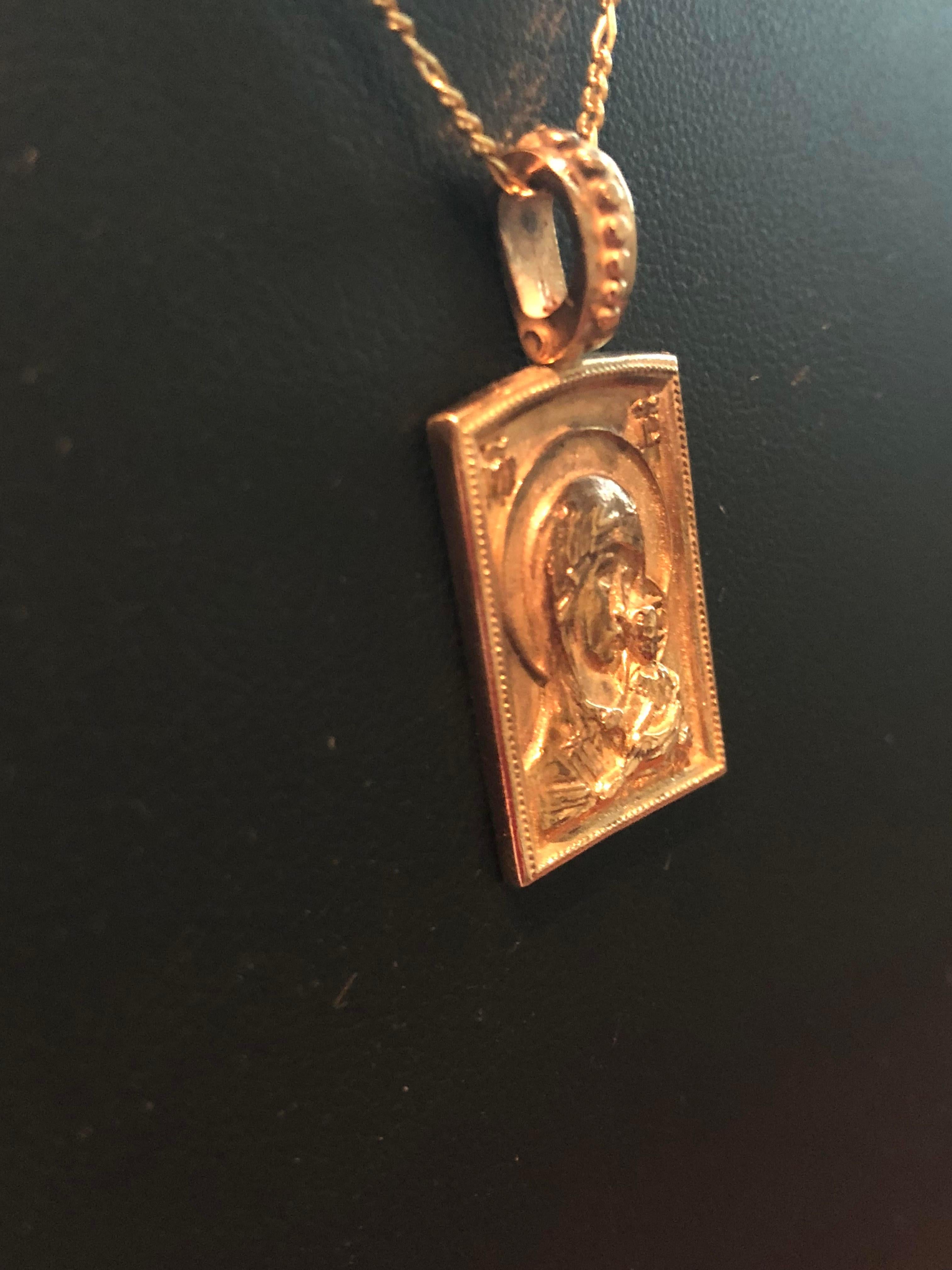 Antique Imperial Russian Faberge 14 Karat Orthodox Icon Pendent In Excellent Condition For Sale In Houston, TX