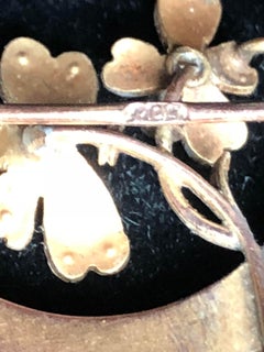 Antique Imperial Russian Faberge Gold Brooch with Sapphire Ruby & Natural Pearls