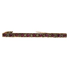 Antique Imperial Russian Faberge Gold Brooch with Ruby and Diamonds