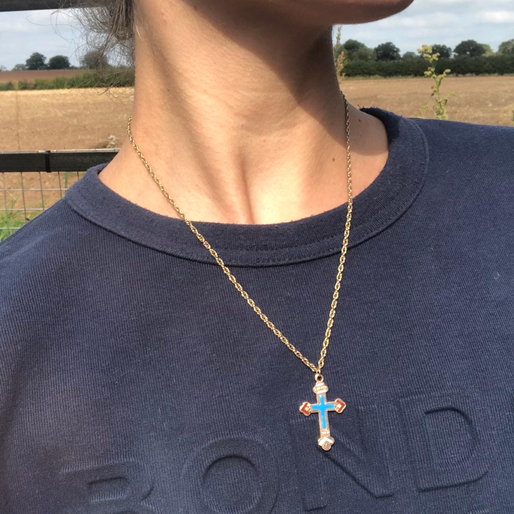 enamel cross necklace