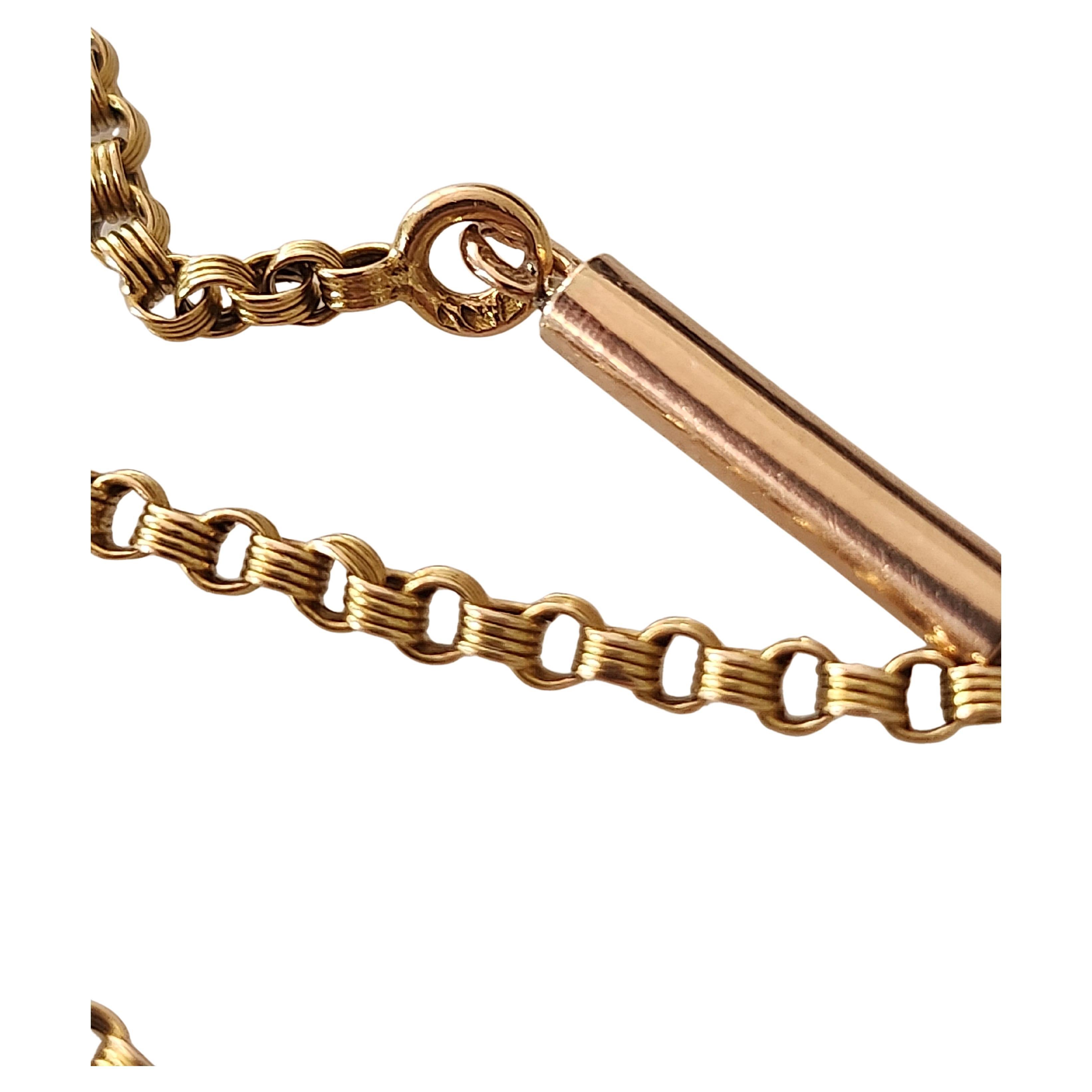 Antique 1880s 14k gold link chain with unuswal chain lock total lenght of 45cm hall marked 56 imperial russian gold standard and initial maker mark