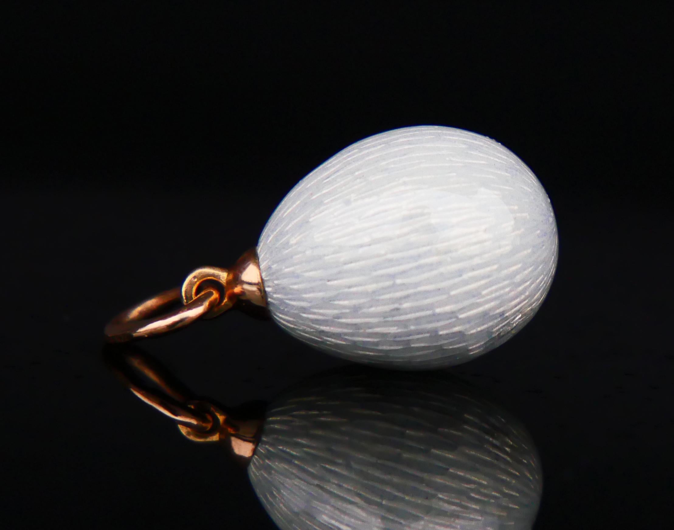 Women's or Men's Antique Imperial Russian I.Tarabrov Egg Pendant Sapphire 56 Gold Silver Enamel For Sale