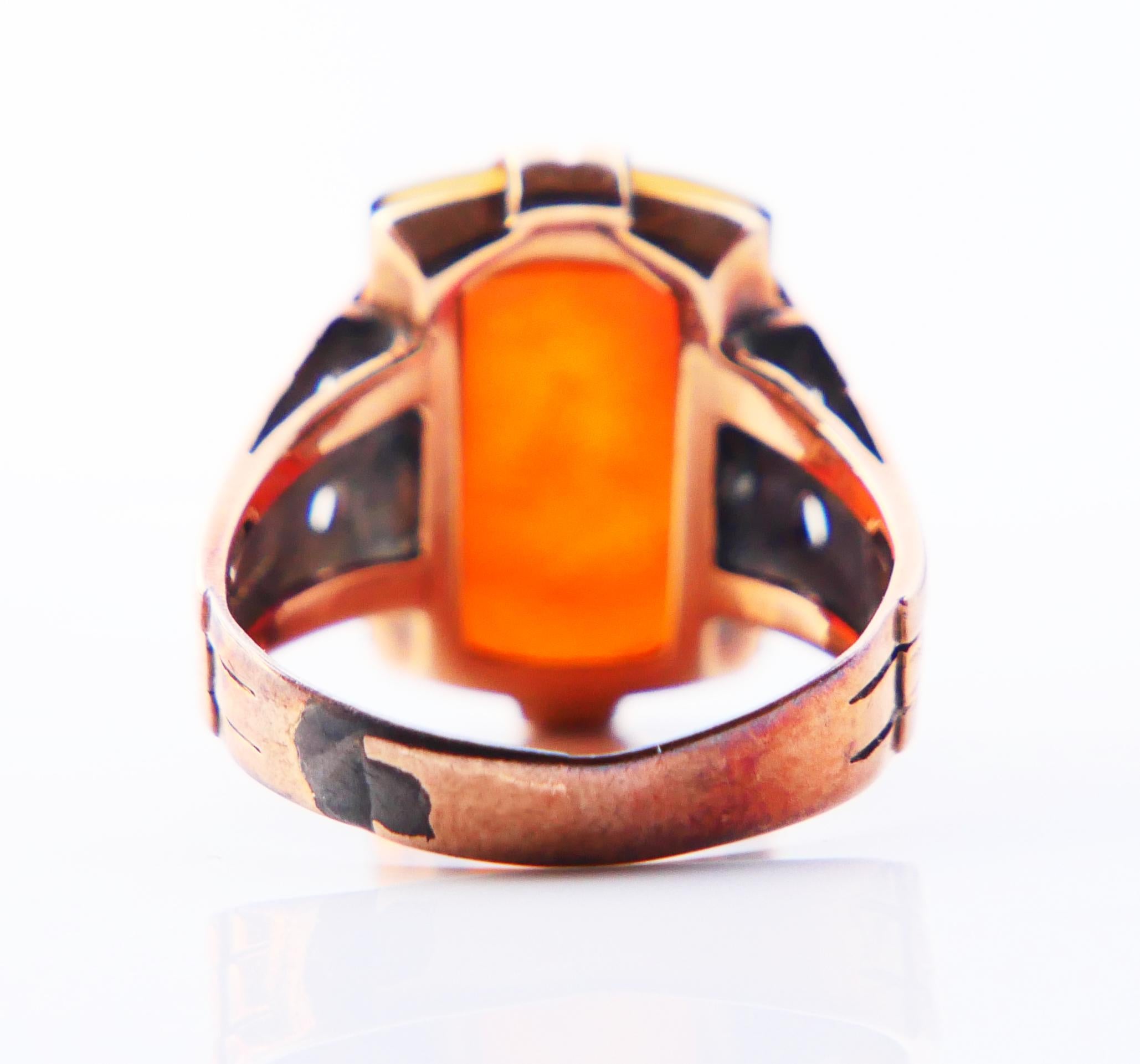 Radiant Cut Antique Imperial Russian Minerva Ring Intaglio Red Onyx 56/14K Gold ØUS 5.75  For Sale