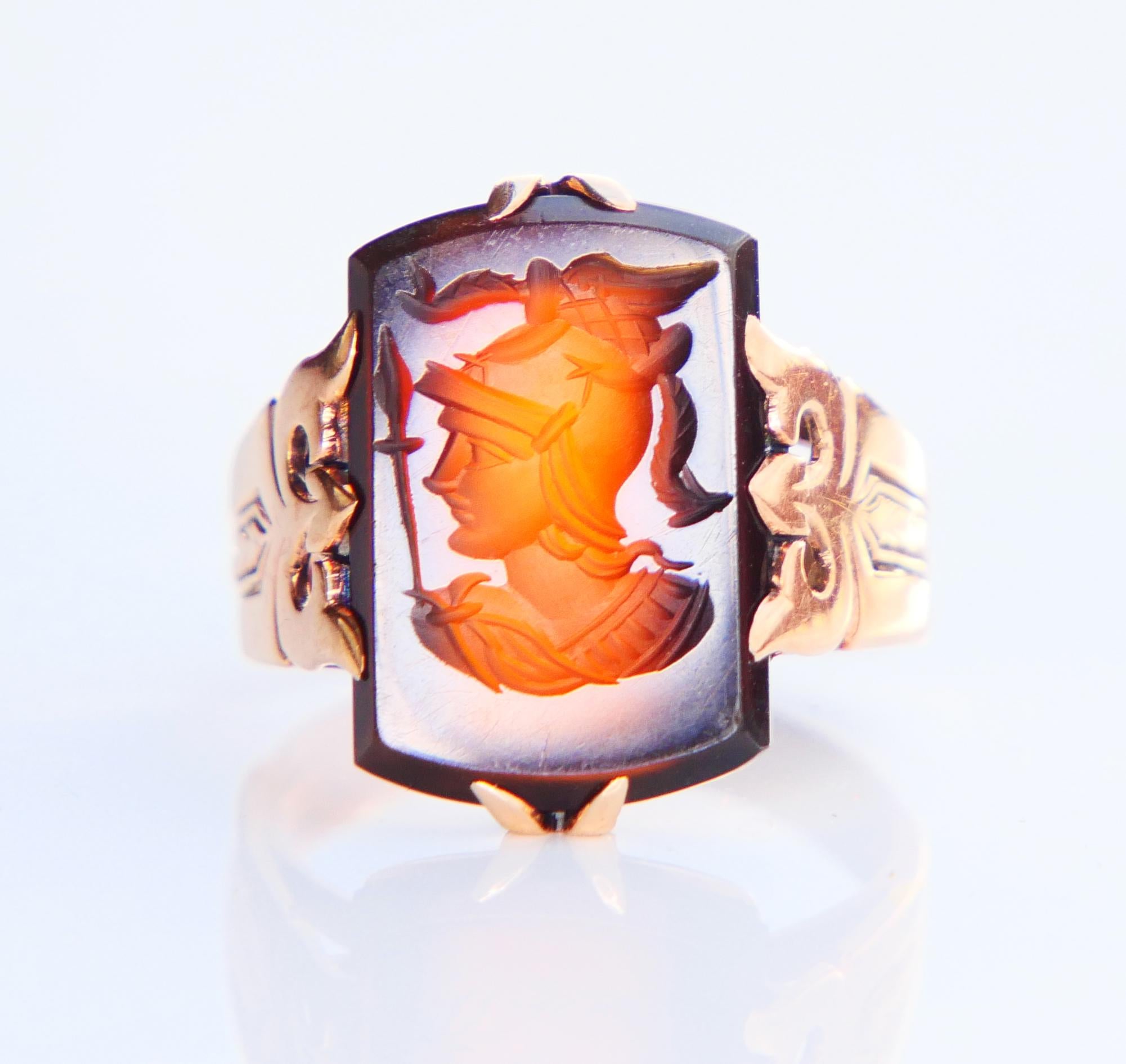 Antique Imperial Russian Minerva Ring Intaglio Red Onyx 56/14K Gold ØUS 5.75  For Sale 1