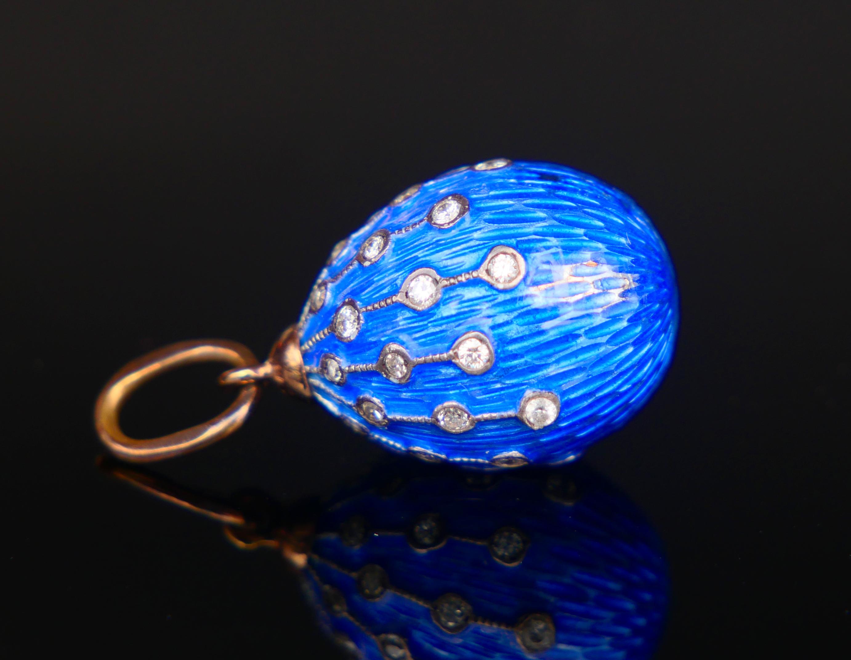 Antique Imperial Russian O.F.Kurlukov Egg 36 Diamonds Enamel 56 Gold Silver/6.5g For Sale 5