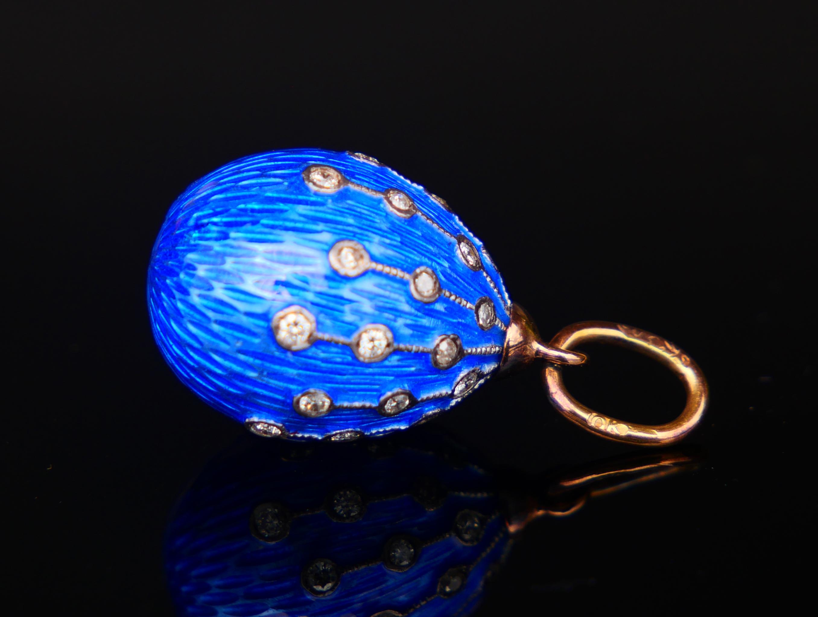 Antique Imperial Russian O.F.Kurlukov Egg 36 Diamonds Enamel 56 Gold Silver/6.5g For Sale 1