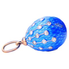 Antique Imperial Russian O.F.Kurlukov Egg 36 Diamonds Enamel 56 Gold Silver/6.5g