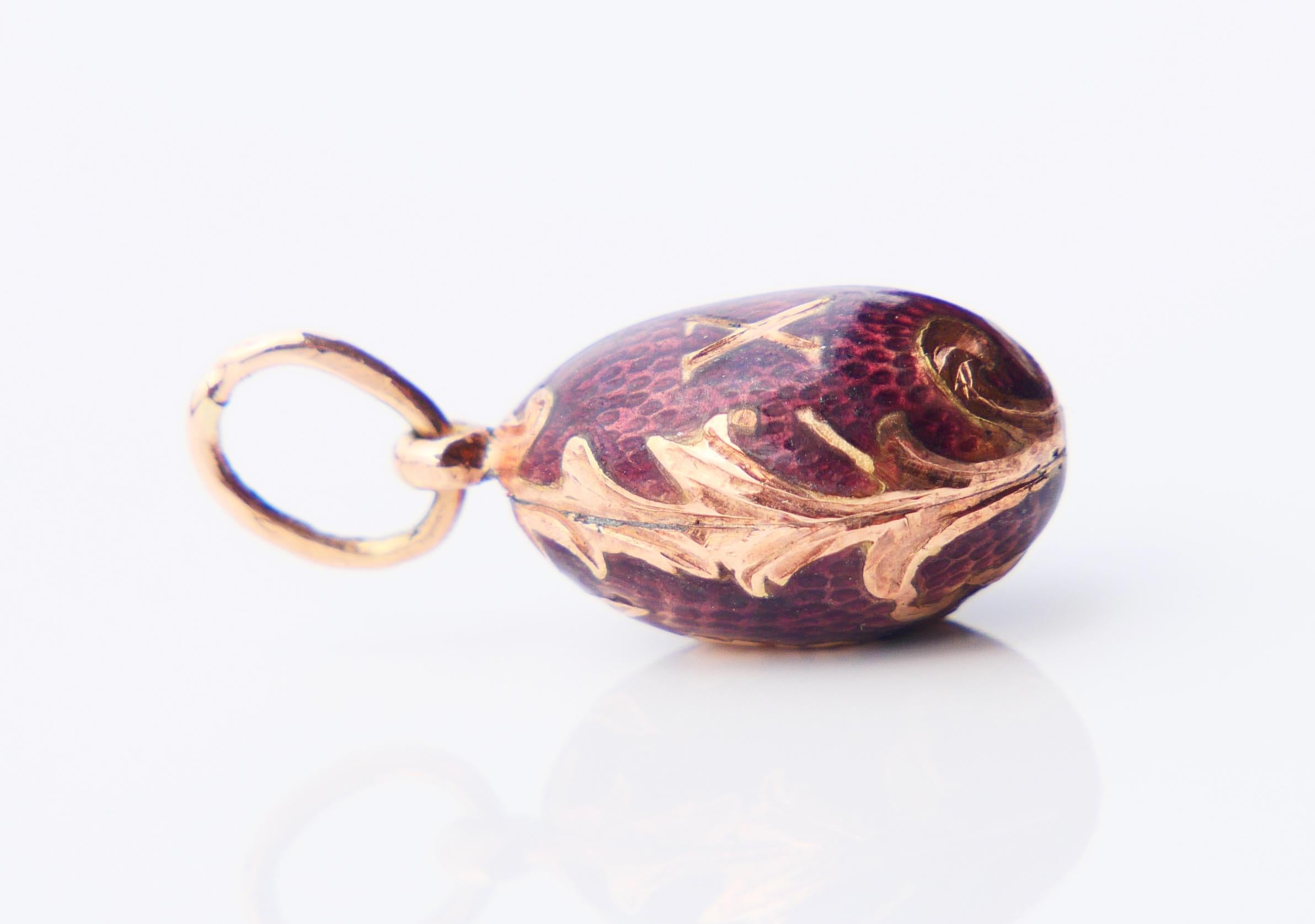 Antique Imperial Russian Passover XB Egg Enamel solid 56 Gold / 3.65gr For Sale 9