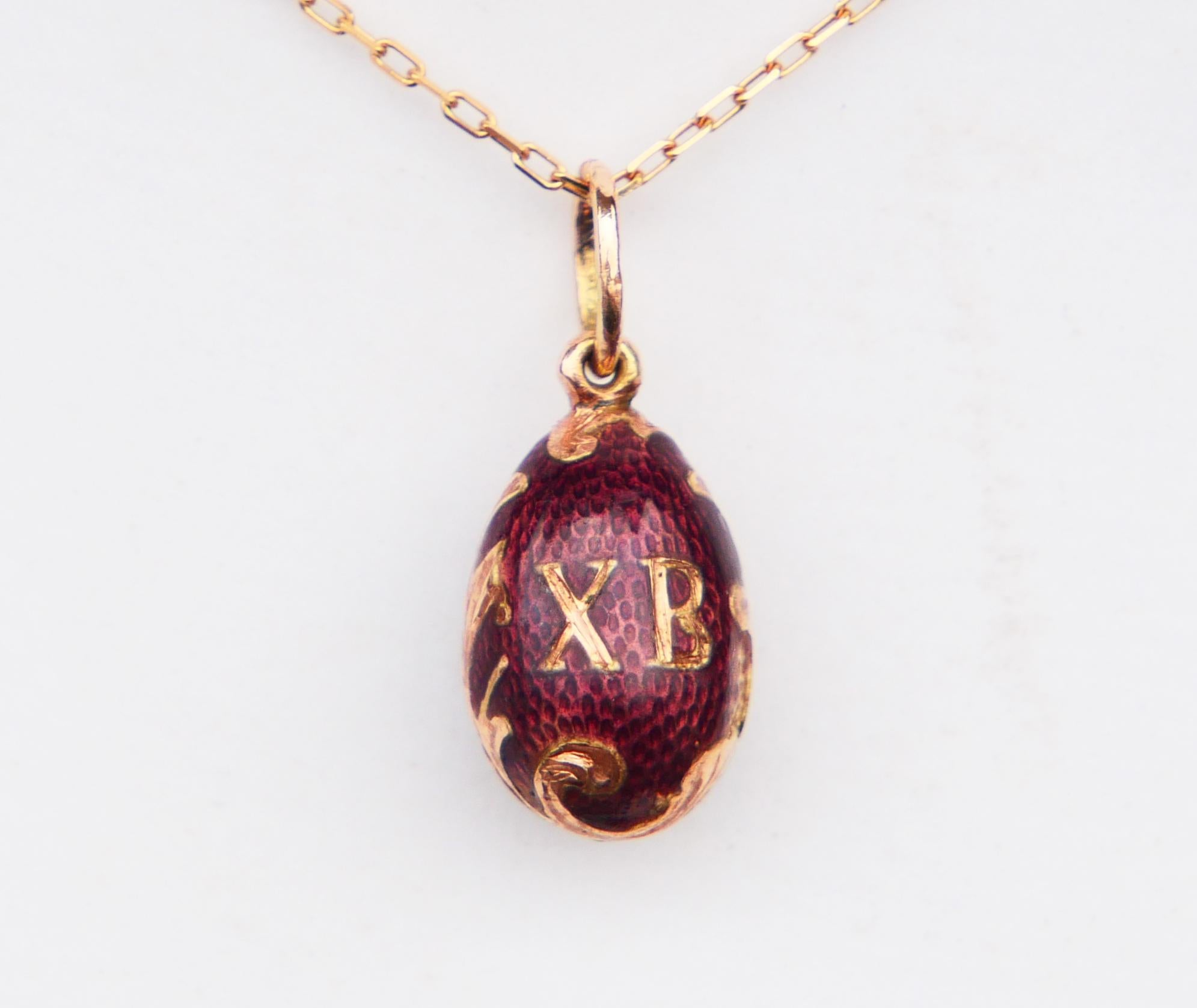 Russian Empire Antique Imperial Russian Passover XB Egg Enamel solid 56 Gold / 3.65gr For Sale