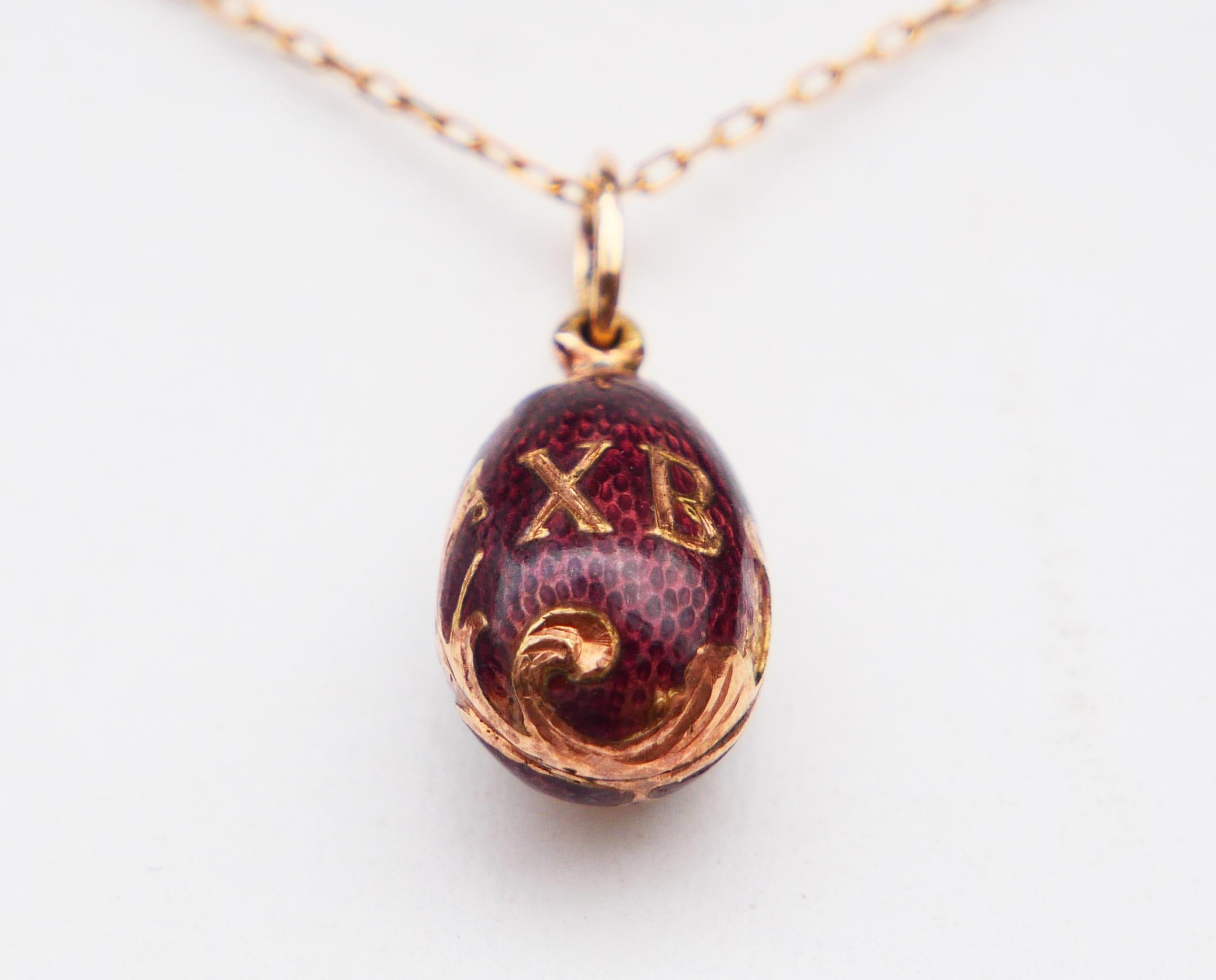 Women's or Men's Antique Imperial Russian Passover XB Egg Enamel solid 56 Gold / 3.65gr For Sale