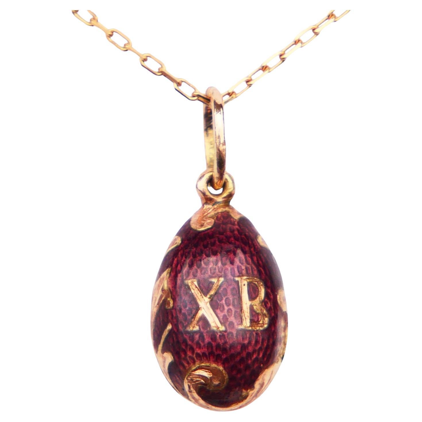 Antique Imperial Russian Passover XB Egg Enamel solid 56 Gold / 3.65gr For Sale