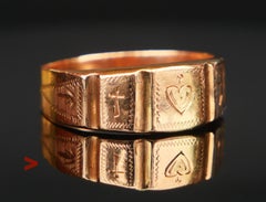 Antique Imperial Russian Ring Faith Love Hope solid 56 /14K Gold ØUS7.5 / 2.2gr