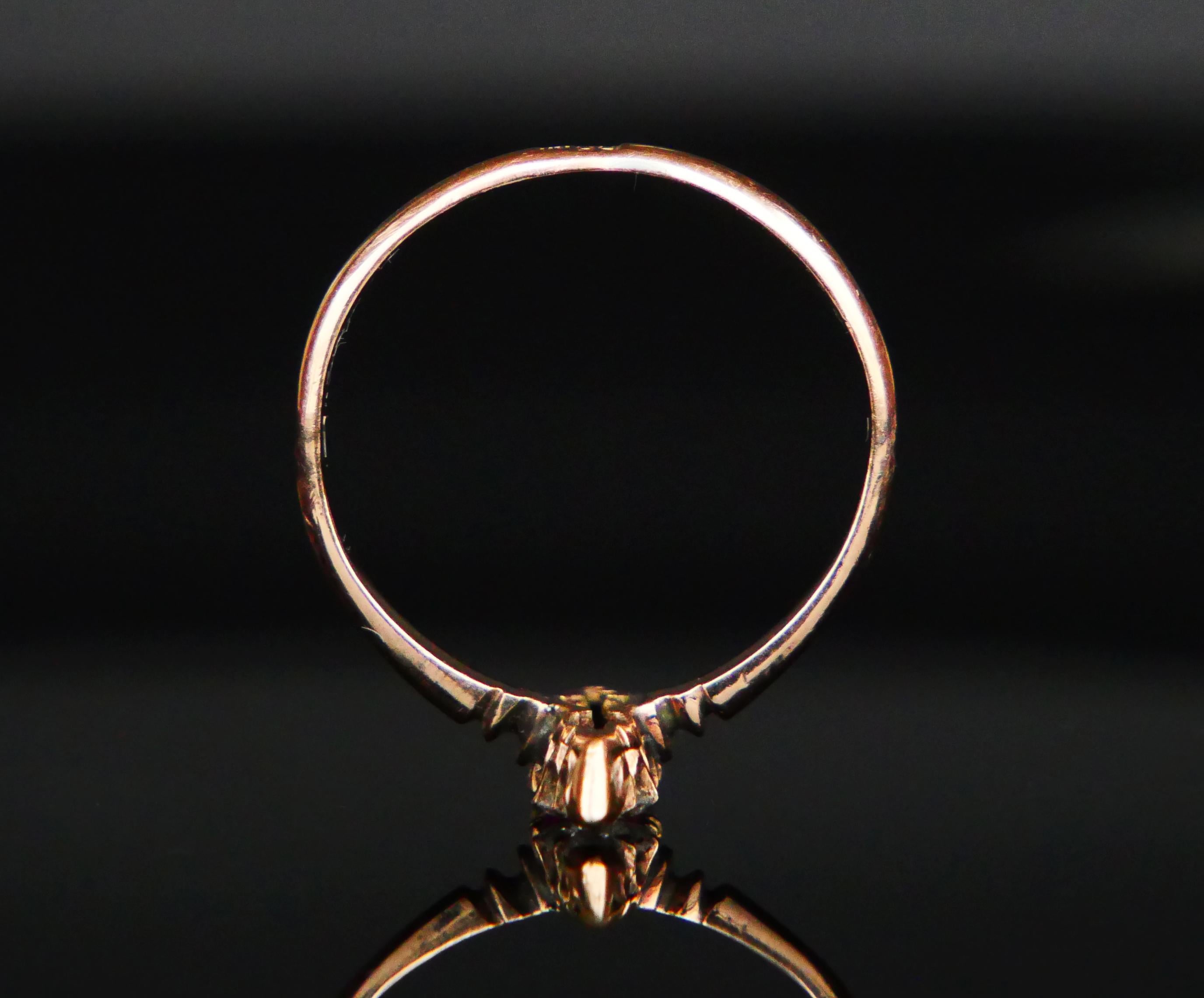 Antiguo Anillo Imperial Ruso Rubí Diamantes macizo 56 Oro 14K  Ø 6,5US / 1,62 gr en venta 1