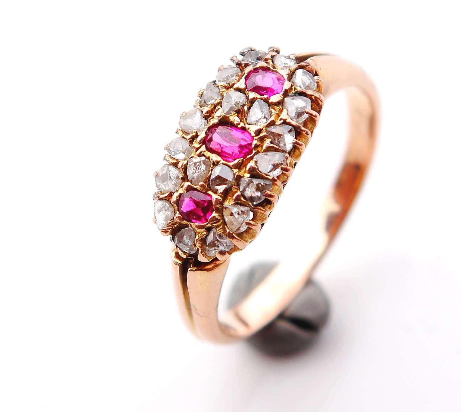 Antique Imperial Russian Ring solid 56 /14K Gold Diamonds Ruby ØUS5.5 / 3gr For Sale 2
