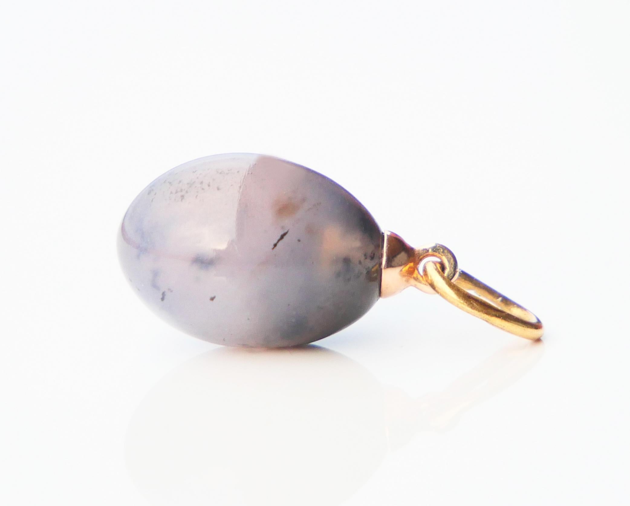 Antique Imperial Russian S. M Egornov Egg Pendant Chalcedony 56 Gold 14K / 2.1 g For Sale 5