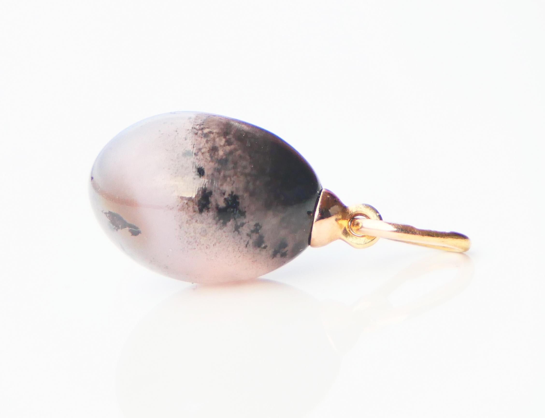 Antique Imperial Russian S. M Egornov Egg Pendant Chalcedony 56 Gold 14K / 2.1 g For Sale 6