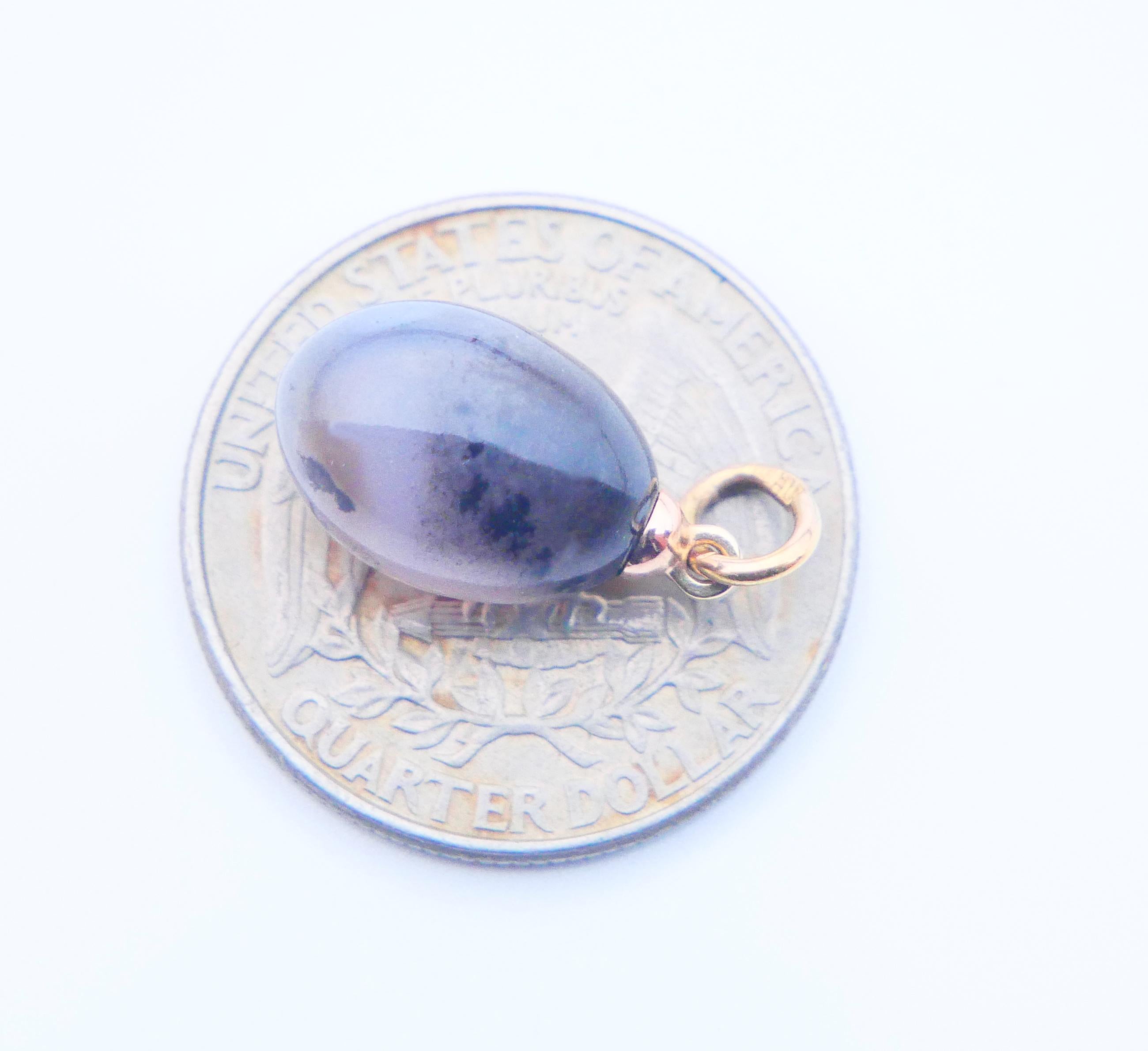 Antique Imperial Russian S. M Egornov Egg Pendant Chalcedony 56 Gold 14K / 2.1 g For Sale 7