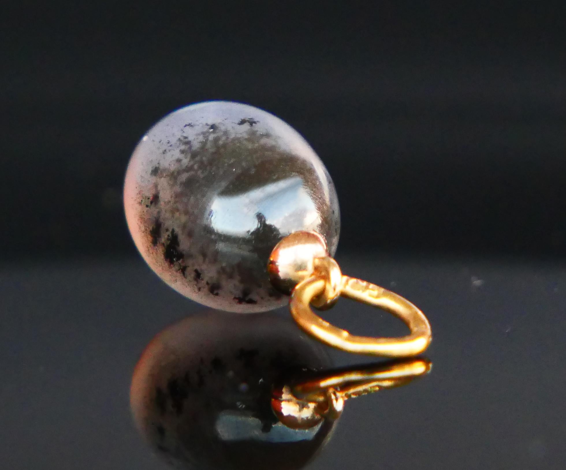 Antique Imperial Russian S. M Egornov Egg Pendant Chalcedony 56 Gold 14K / 2.1 g For Sale 1