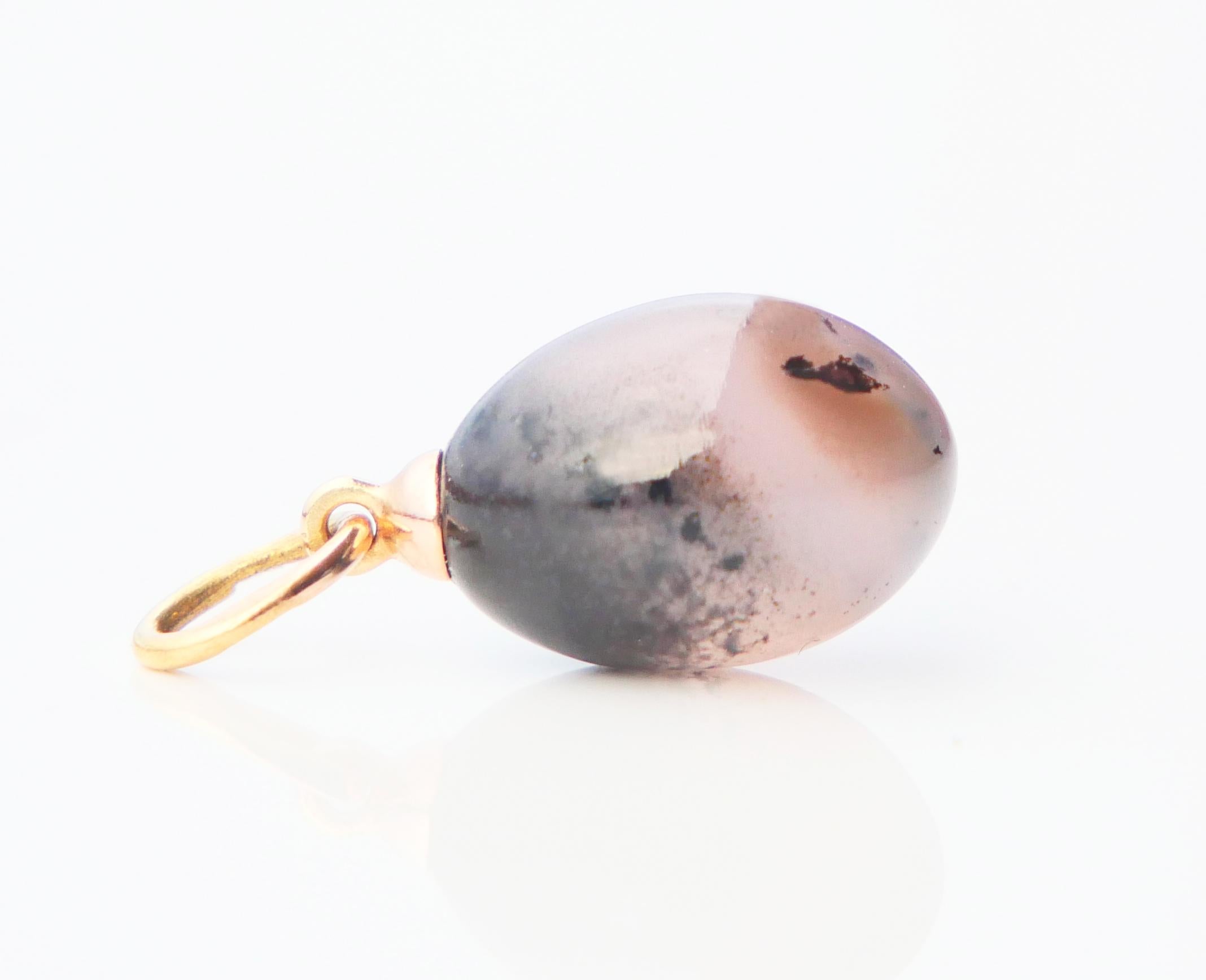 Antique Imperial Russian S. M Egornov Egg Pendant Chalcedony 56 Gold 14K / 2.1 g For Sale 3