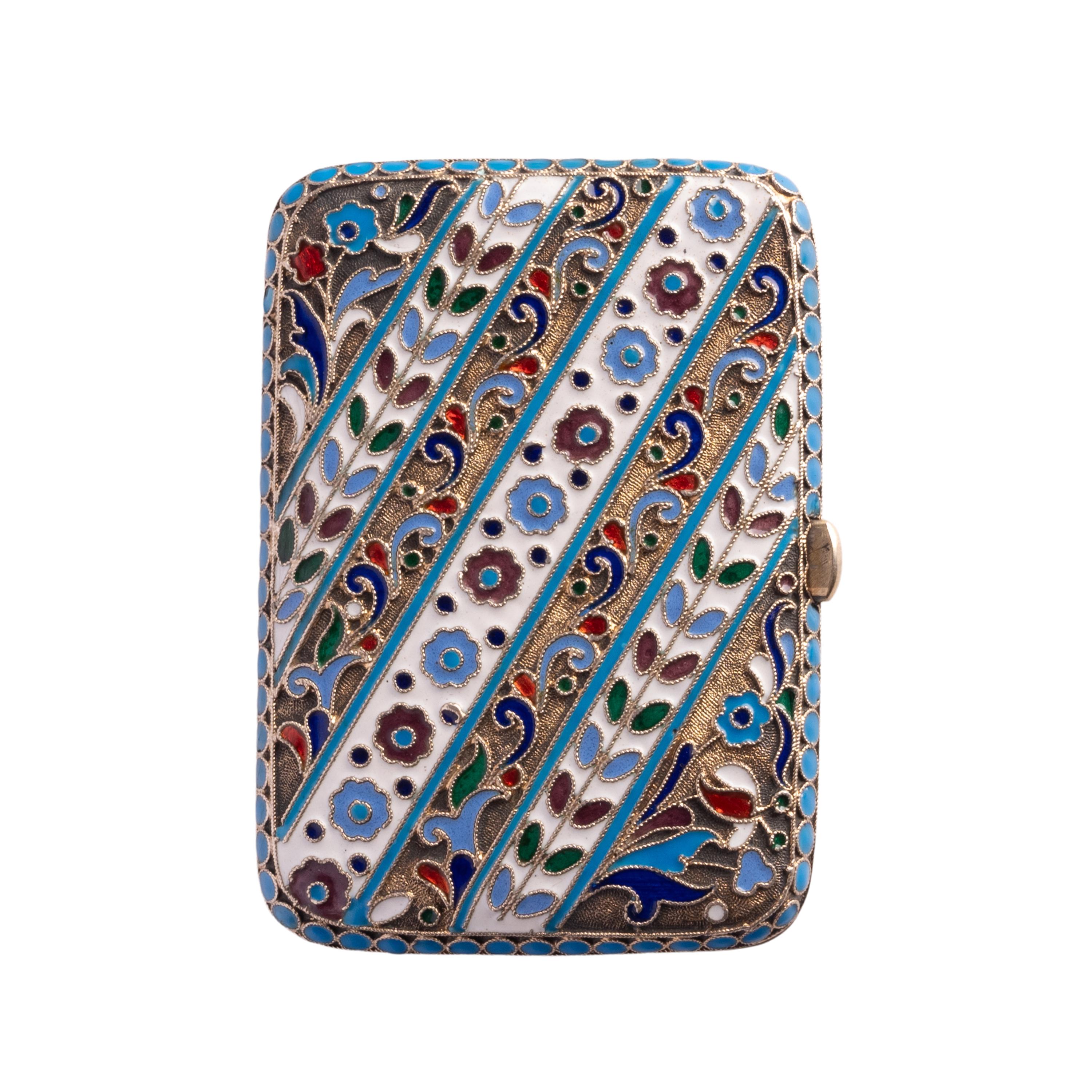 Antico Portamonete Imperiale Russo in Argento Cloisonne Smalto Mosca 1899 in vendita 4