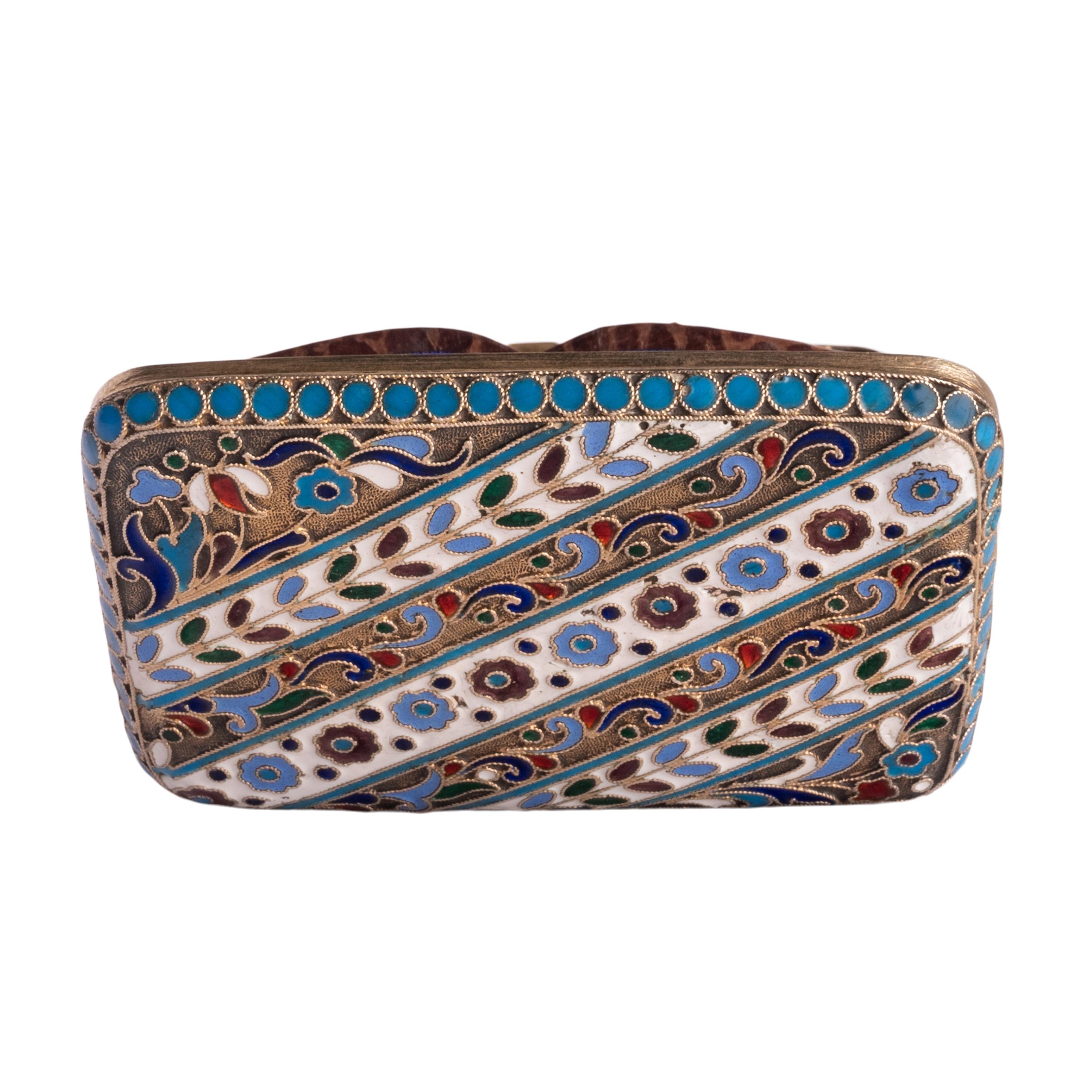 Antico Portamonete Imperiale Russo in Argento Cloisonne Smalto Mosca 1899 in vendita 6
