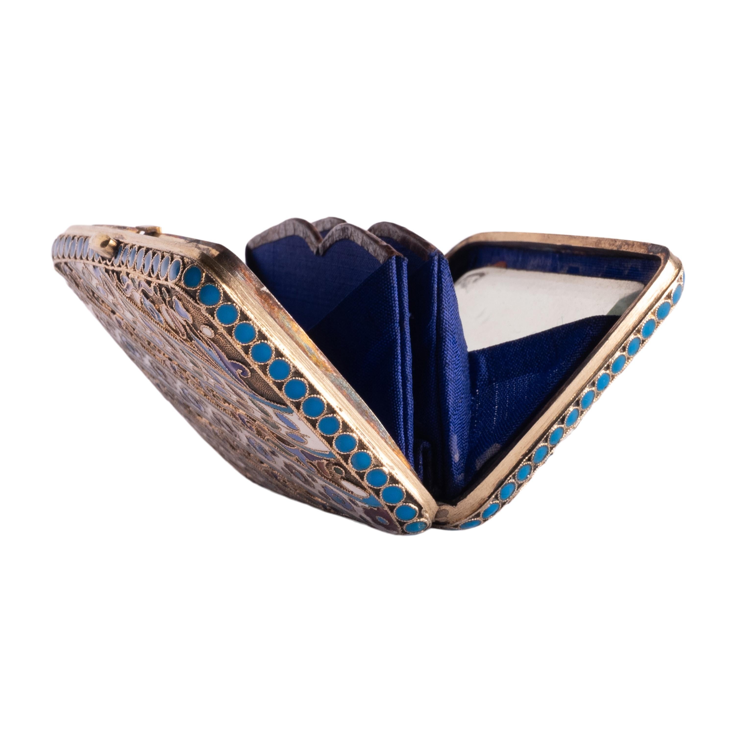 Antico Portamonete Imperiale Russo in Argento Cloisonne Smalto Mosca 1899 in vendita 8