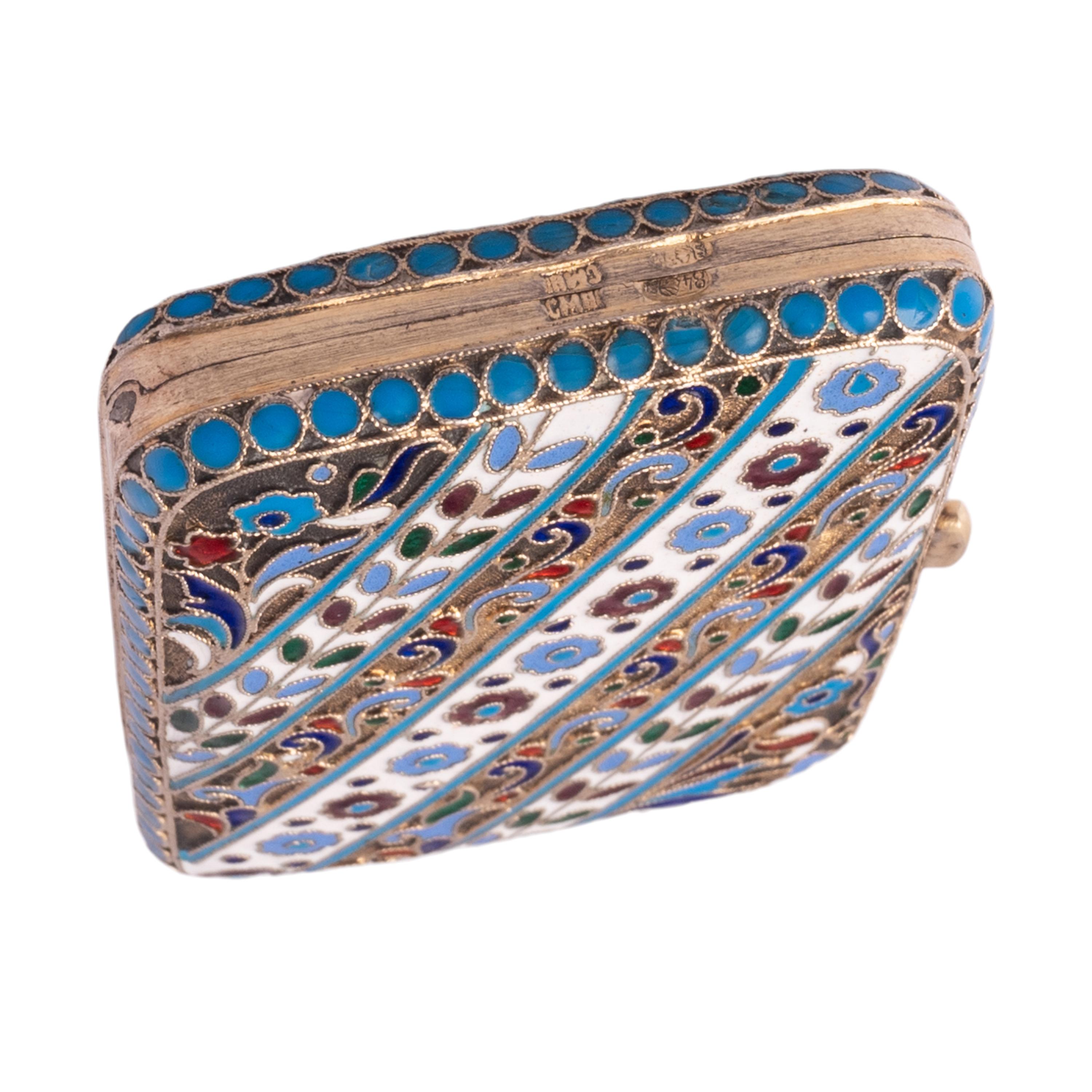 Antico Portamonete Imperiale Russo in Argento Cloisonne Smalto Mosca 1899 in vendita 10