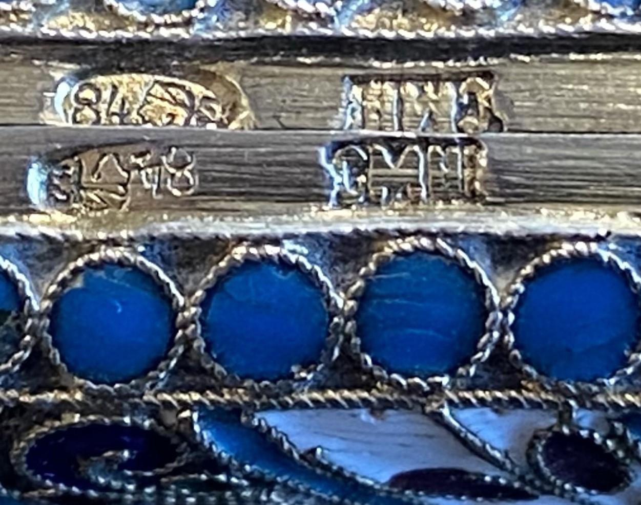 Antico Portamonete Imperiale Russo in Argento Cloisonne Smalto Mosca 1899 in vendita 11