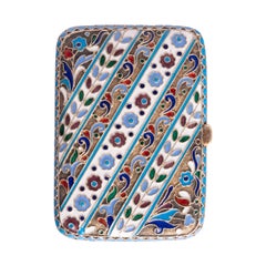 Ancien porte-monnaie russe impérial russe en argent cloisonné émaillé Moscou 1899