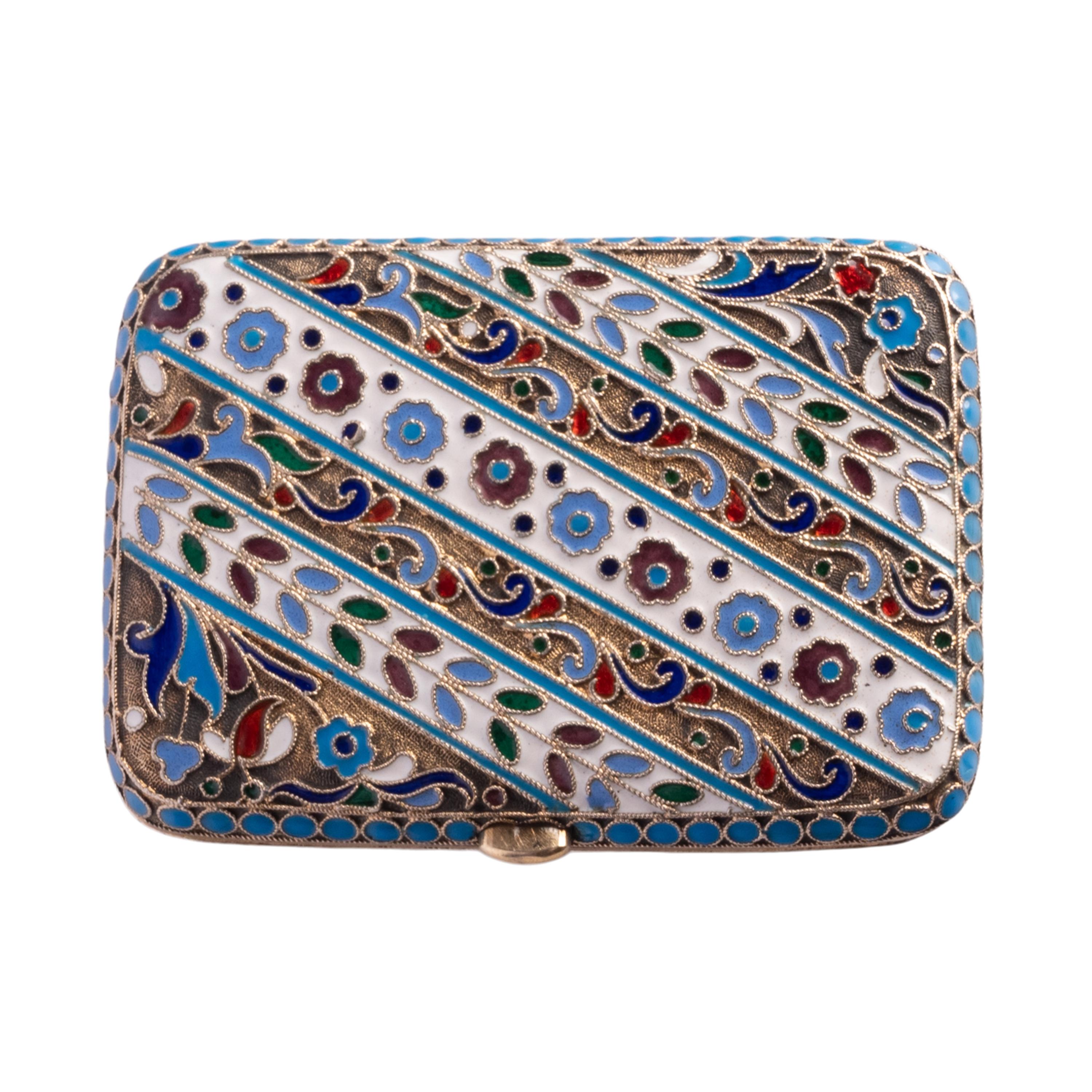 Antico Portamonete Imperiale Russo in Argento Cloisonne Smalto Mosca 1899 in vendita 1