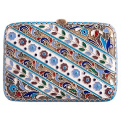 Antique Imperial Russian Silver Cloisonne Enamel Coin Purse Case Moscow 1899