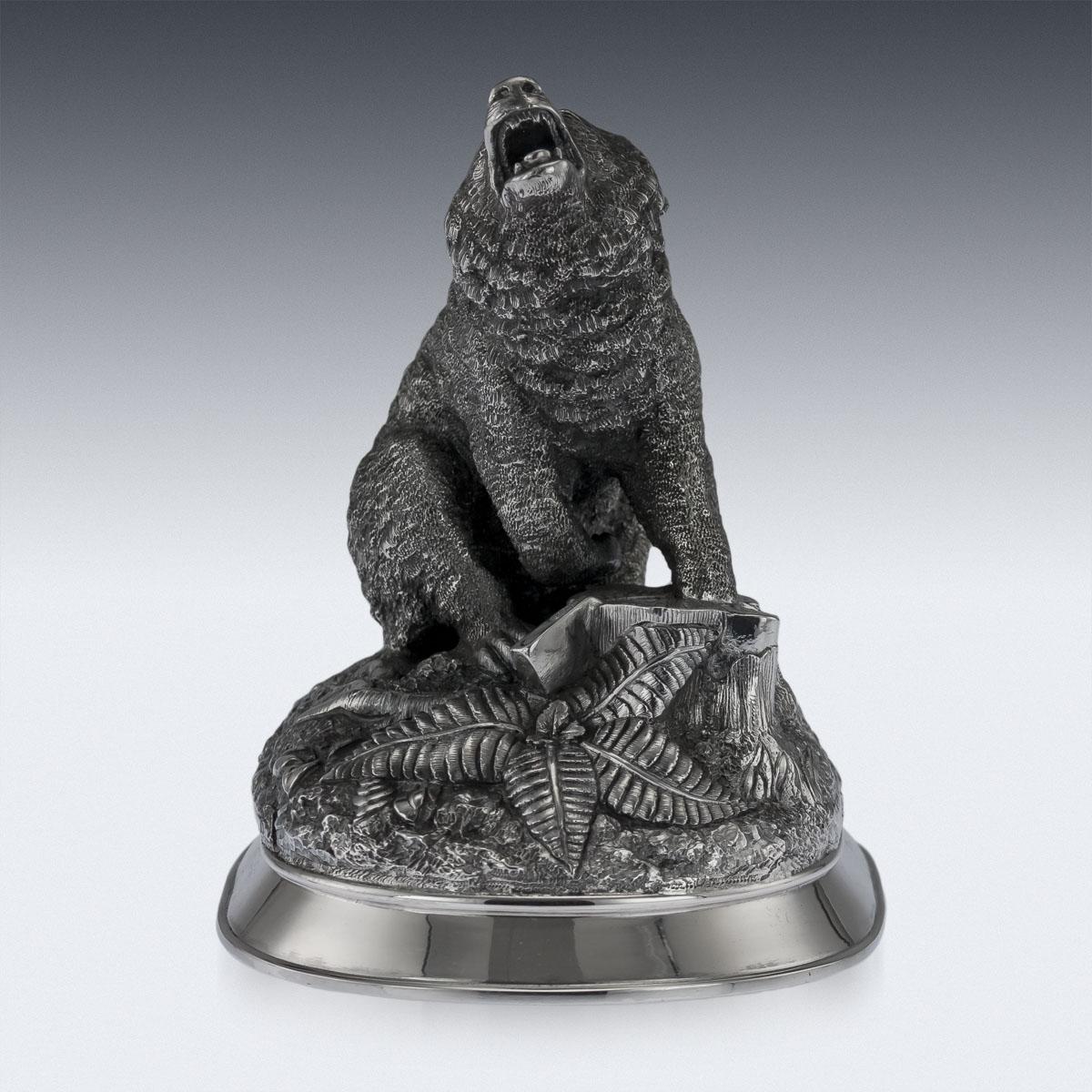 Antique Imperial Russian Solid Silver Bear Figure, Moscow, circa 1890 In Excellent Condition In Royal Tunbridge Wells, Kent