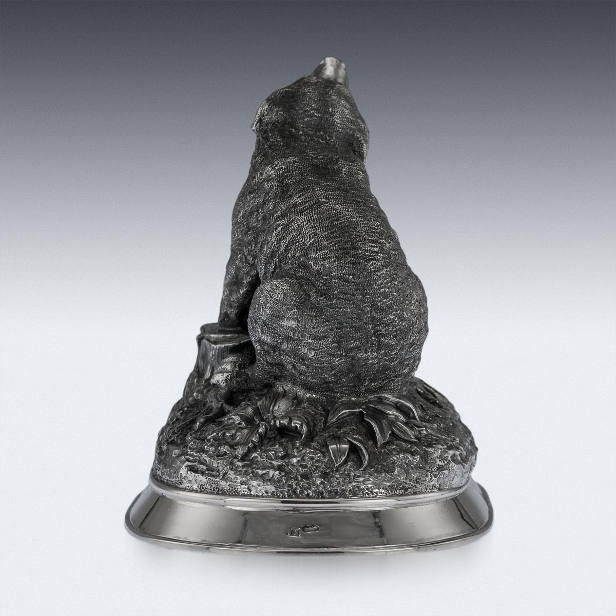 Antique Imperial Russian Solid Silver Bear Figure, Moscow, circa 1890 1