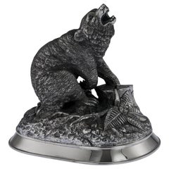 Antique Imperial Russian Solid Silver Bear Figure, Moscow, circa 1890