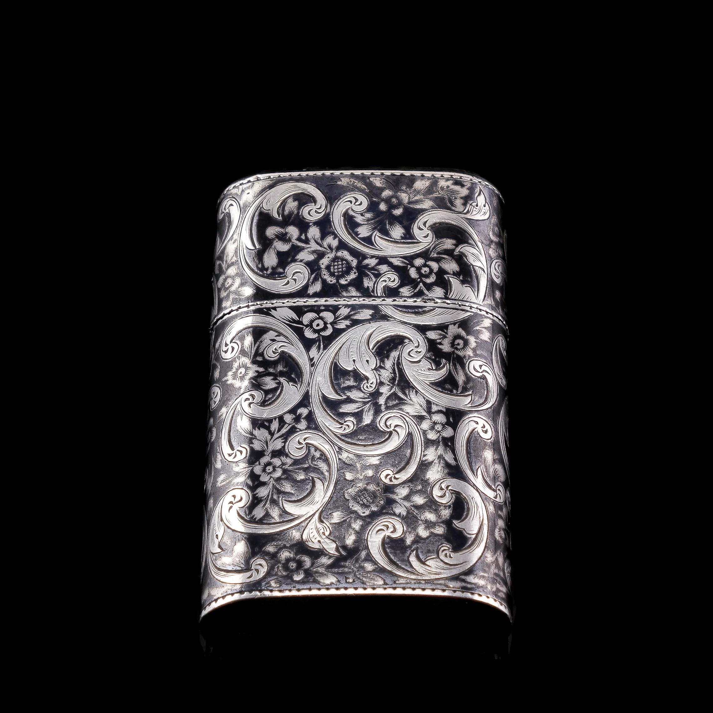 Antique Imperial Russian Solid Silver Niello Vesta Case, 19th Century 6