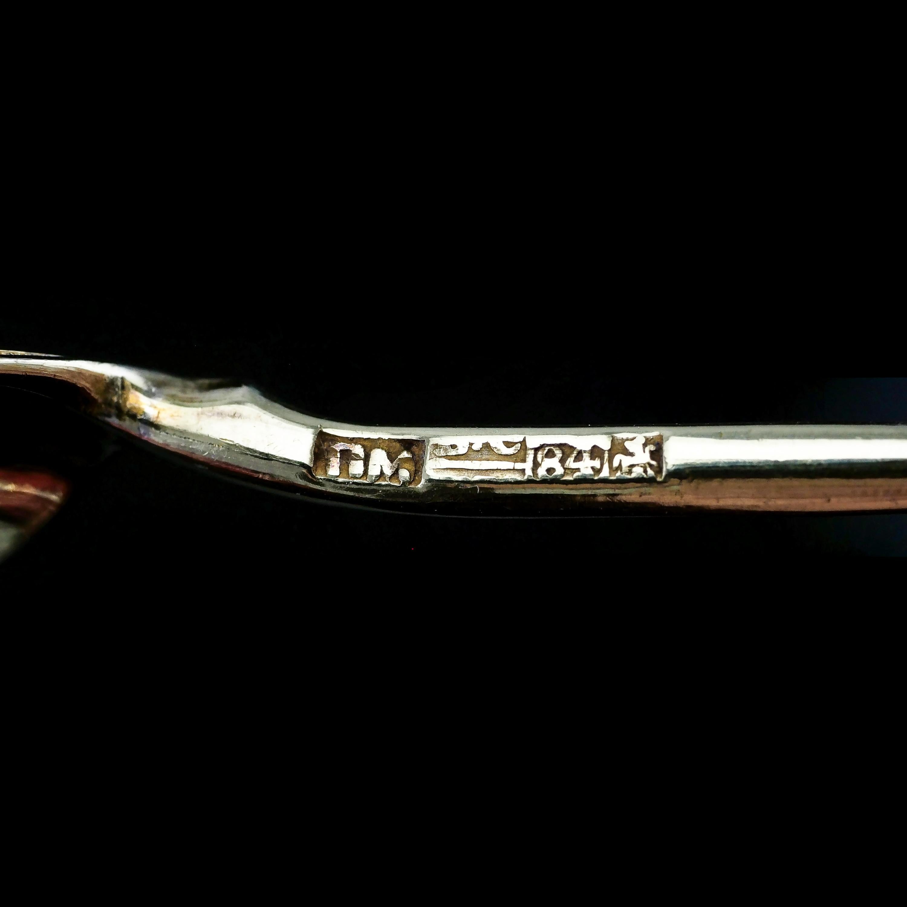 Antique Imperial Russian Solid Silver Spoons, Parcel Gilt - Moscow c.1890 14