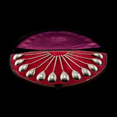 Antique Imperial Russian Solid Silver Spoons, Parcel Gilt - Moscow c.1890