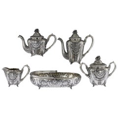 Antique Imperial Russian Solid Silver Tea and Coffee Set, 4th Artel, circa 1890