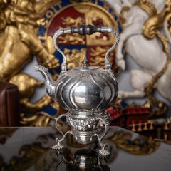 Antique Imperial Russian Solid Silver Tea Kettle on Stand, Moscow, circa 1761