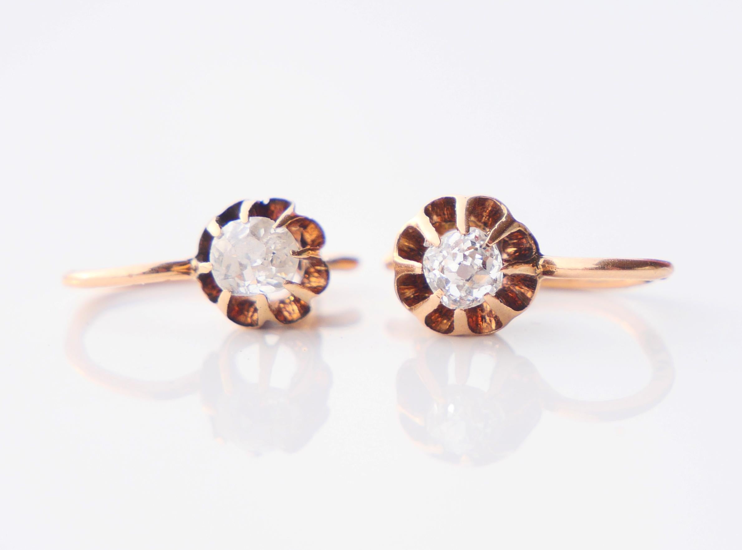 De las mujeres Pendientes Antiguos Imperial Rusia Ucrania Diamantes macizos 56/ Oro 14K/ 1,3gr en venta