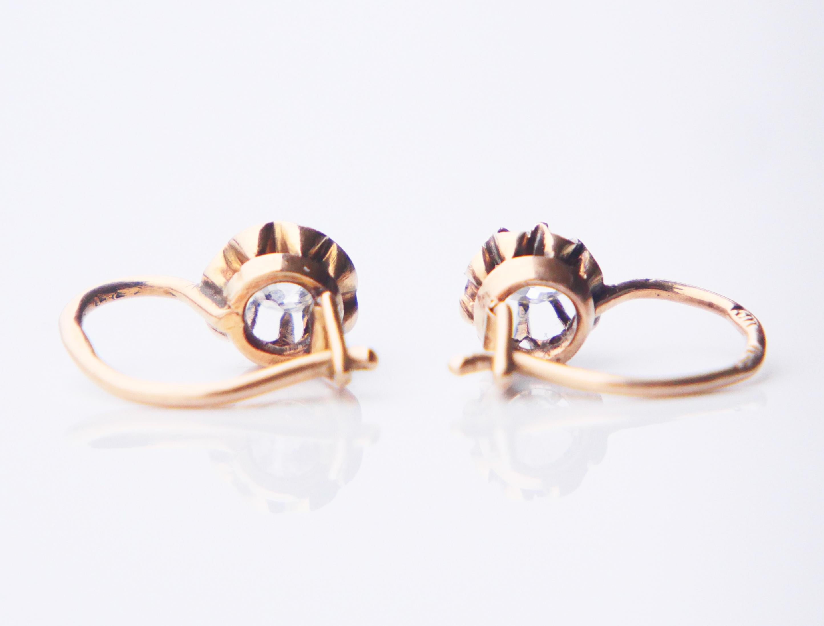 Pendientes Antiguos Imperial Rusia Ucrania Diamantes macizos 56/ Oro 14K/ 1,3gr en venta 1