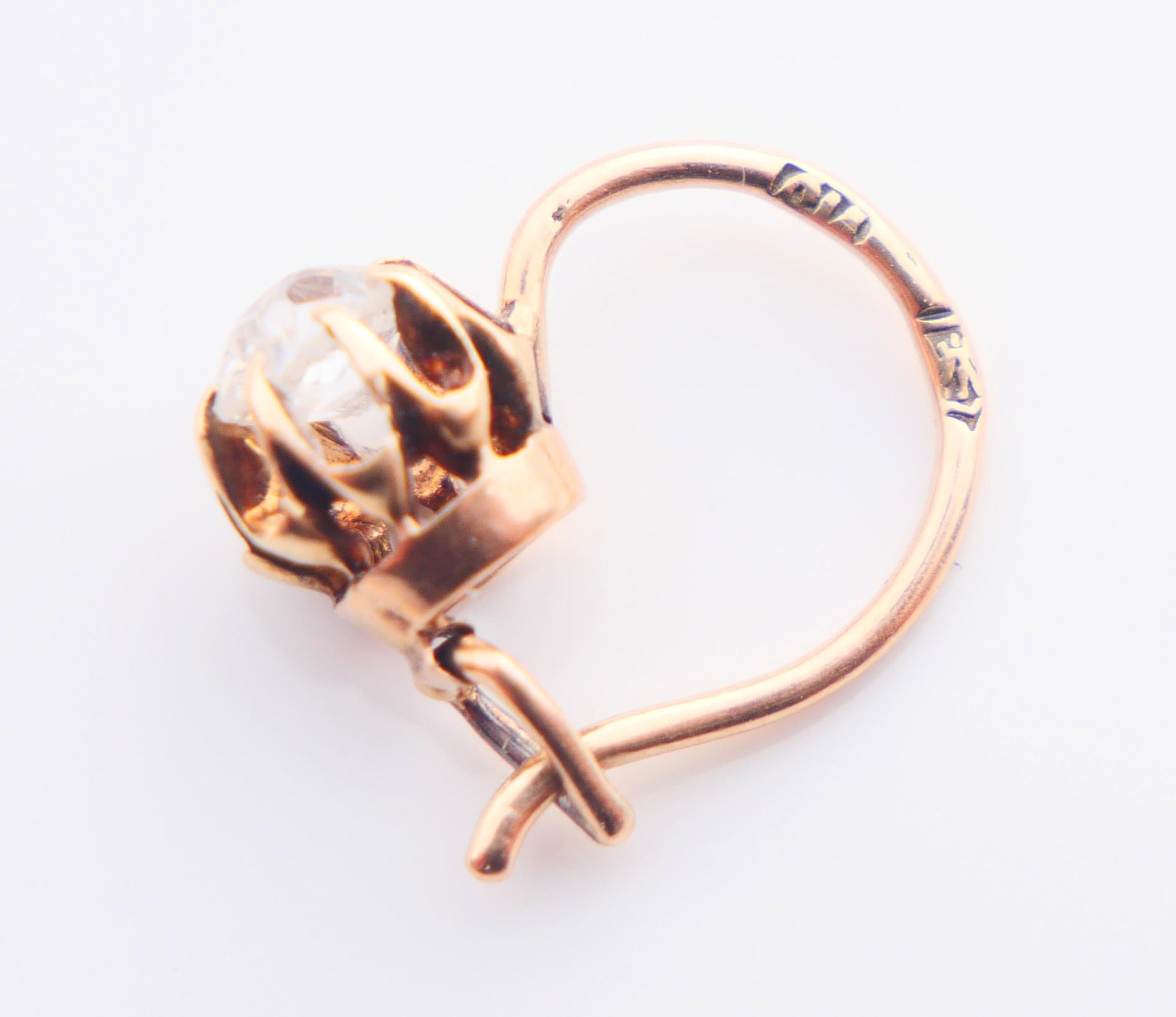 Pendientes Antiguos Imperial Rusia Ucrania Diamantes macizos 56/ Oro 14K/ 1,3gr en venta 2