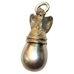 Antique Imperial Silver Gilt Helmet Egg Pendant, Workmaster Julius Rappoport