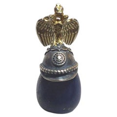 Antique Imperial Silver Gilt Helmet Lapis Lazuli Egg Pendant
